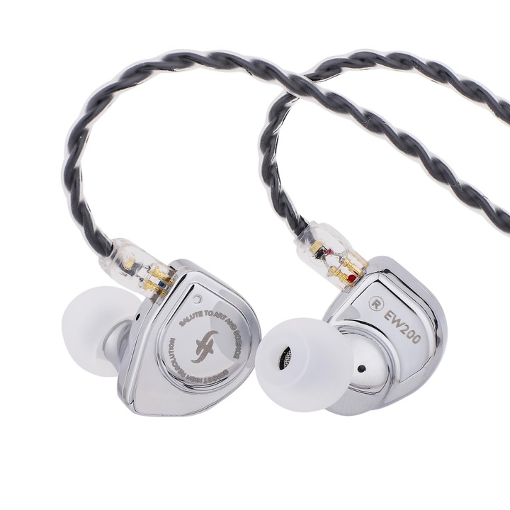 Casti intraauriculare LINSOUL Simgot Ew200, carcasa metalica, cablu OFC placat cu argint, 10mm