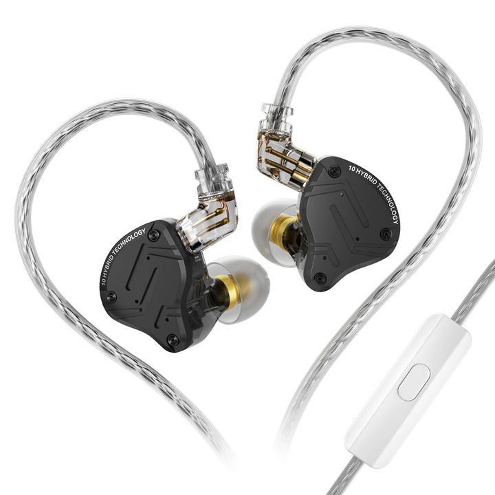 Casti Intraauriculare CCA KZ ZS10 Pro X, 5 drivere, cu fir metalic, negru
