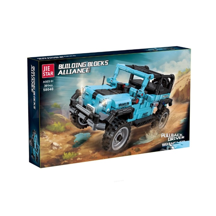 Set de constructie Masina SUV albastra cu mecanism pullback 391 el