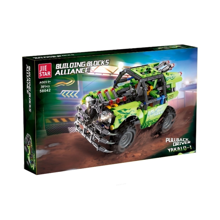 Set de constructie Masina SUV verde cu mecanism pullback 391 el