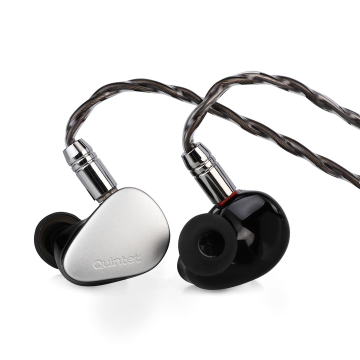 Casti Linsoul Kiwi Ears Quintet In-Ear Monitor, cu cablu detasabil, carcasa din rasina imprimata 3D, metalic