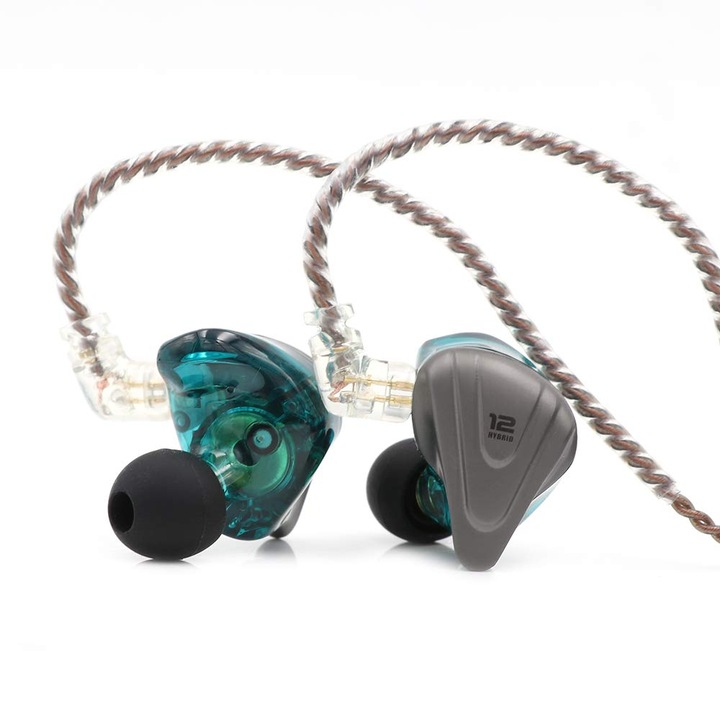 Casti In-Ear Linsoul KZ ZSX, 5Ba+1Dd, cablu detasabil, aliaj de zinc, cyan