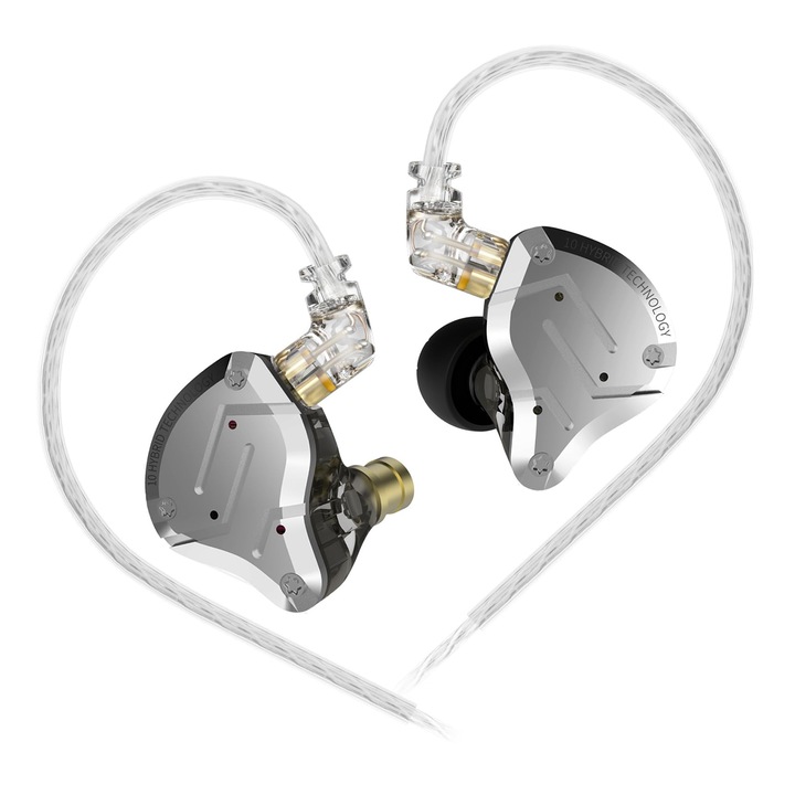 Casti Intraauriculare KZ ZS10 Pro, 4BA + 1DD, cablu detașabil, negru