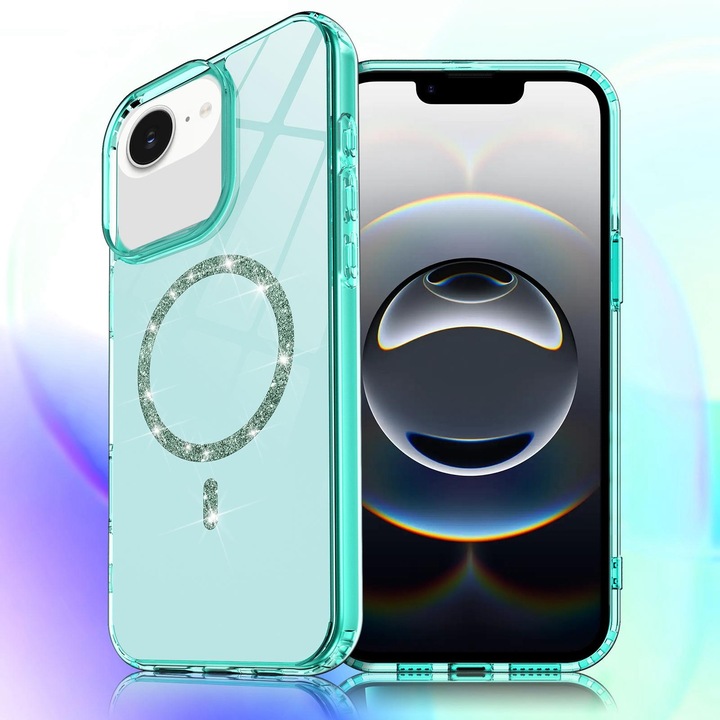 Husa telefon compatibila cu iPhone 16e, Compatibila MagSafe, Acrilic, Antisoc, Compatibila incarcare wireless, Decupaje precise, Verde