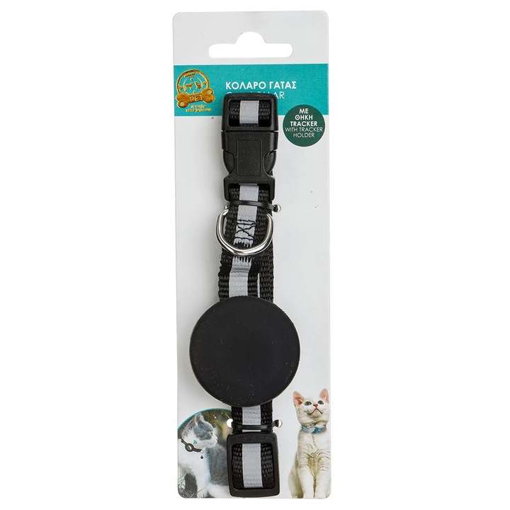 Zgarda Pisica cu Husa Neagra pentru Dispozitiv de Monitorizare