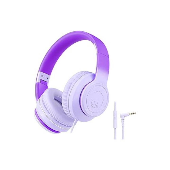 Casti wired SAINT JAMES Rockpapa L22, pliabile cu microfon, gradient violet, pentru copii