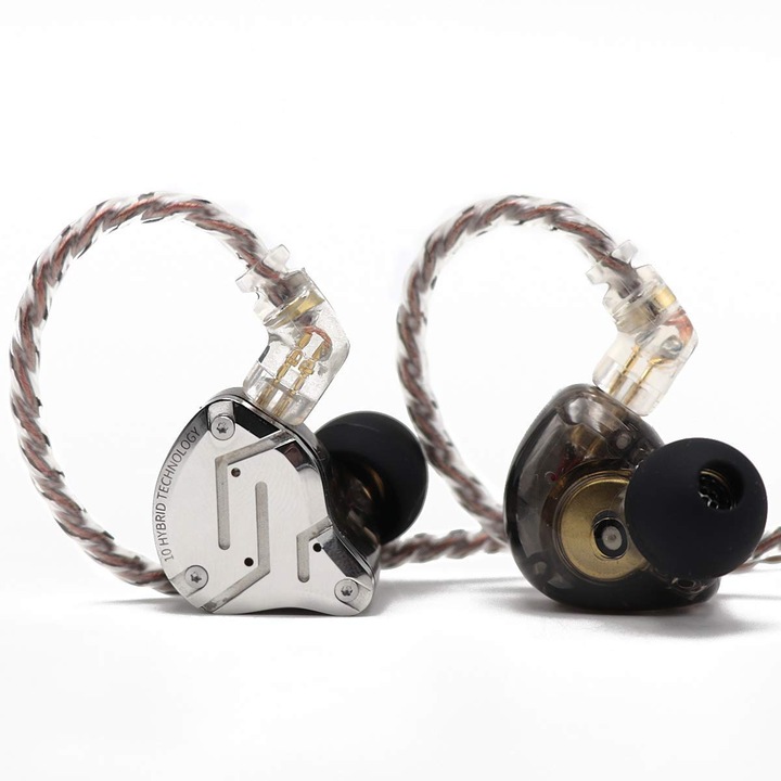 Casti in ear Linsoul Kz Zs10 Pro, 5 drivere, cablu detasabil, negru