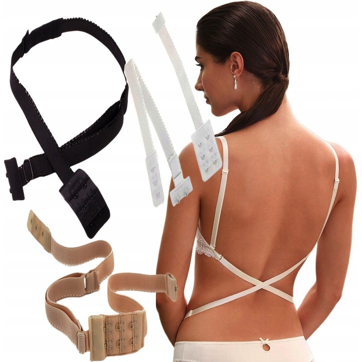 Set 3 Piese Prindere Invizibila pentru Sutien, Alb, Negru, Culoare Caramizie, 38x58mm