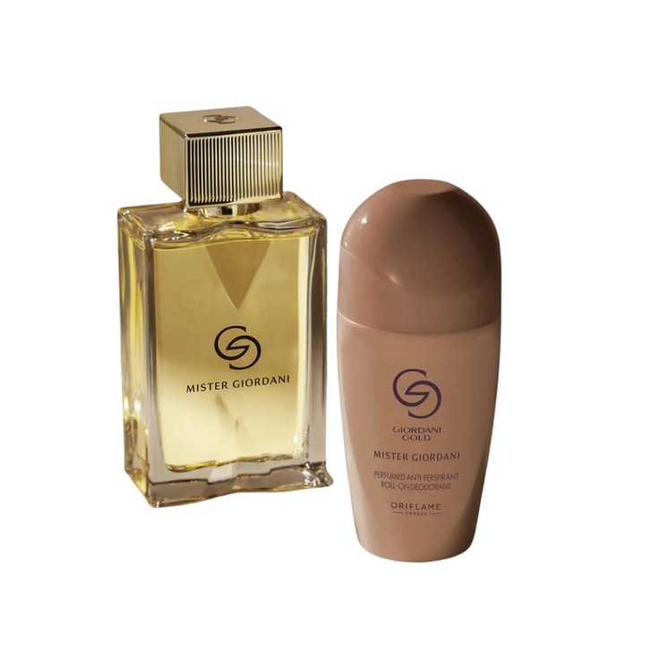 Oriflame Mister Giordani parfüm és dezodor szett, eau de parfum 75 ml és golyós dezodor 50 ml, fás aromás