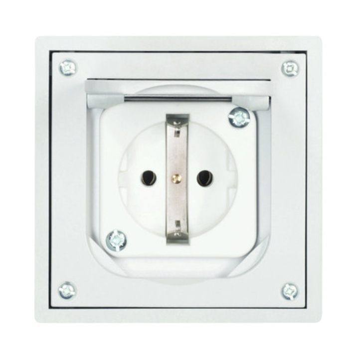 Priza incastrabila Kopp cu capac, gri, IP44, 1 x 10x10cm