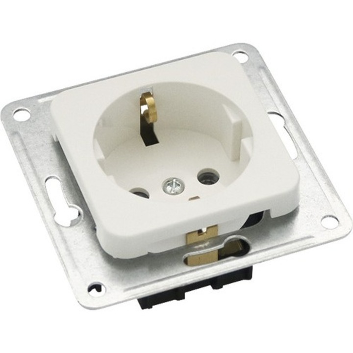 Priza simpla Roth Lange Basic, alb, 71x71x41mm, 1 punte de alimentare, pentru montaj sub tencuiala