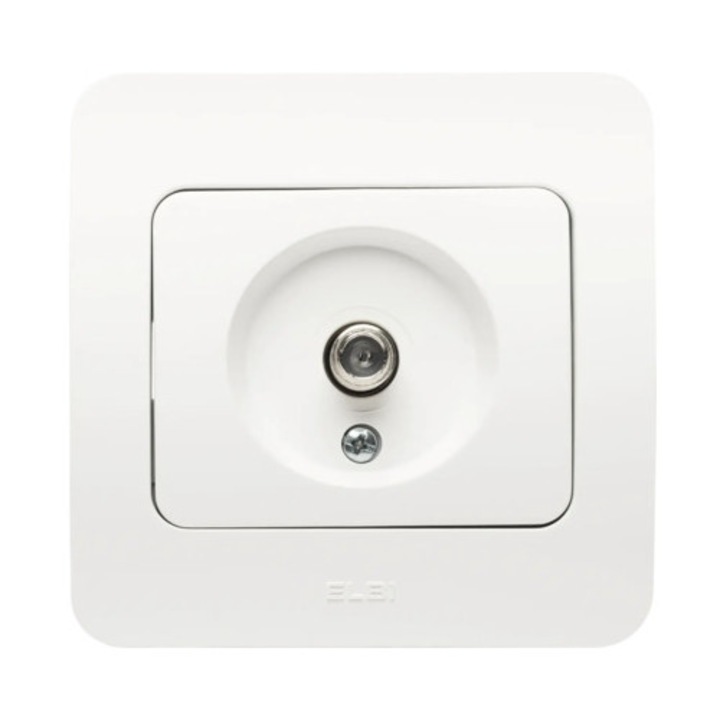 Priză TV conector F, alb mat, 1 priza, 100x100x40mm