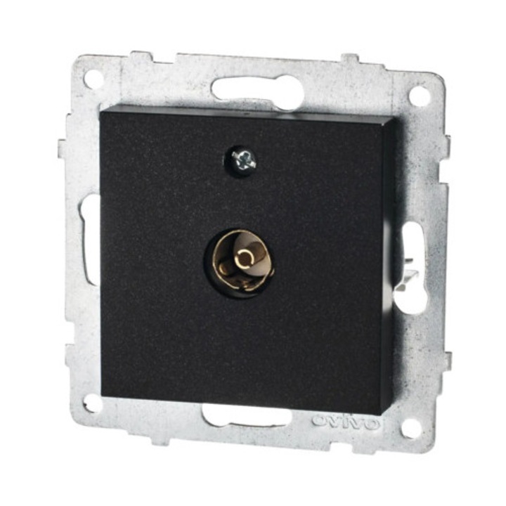 Priză TV de trecere, neagră, 1 priză