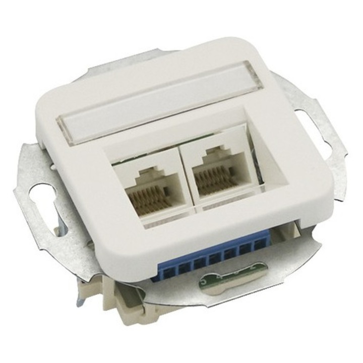 Priza date RJ45 dubla ROTH LANGE Basic, 2 prize, alb, 71x71x28mm