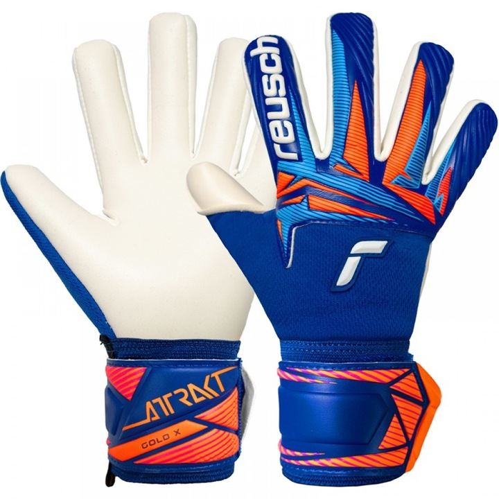 Mănuși portari Reusch Attrakt Gold X NC Junior, latex, albastru, alb, portocaliu, mărimea 6.5