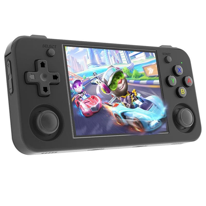 Consola portabila retro ANBERNIC RG35XX H cu jocuri, Bluvista®, quad core Cortex-A53 1.5GHz, 1GB LPDDR4, IPS LCD 3.5" 640x480, 3300 mAh, WiFi 5, Bluetooth 4.2, Negru