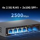 Bluvista JST-04Q02S-D switch kezelőszoftver nélkül, 2 portos 2.5 Gigabit, 2×SFP+ 10Gbps, fém ház