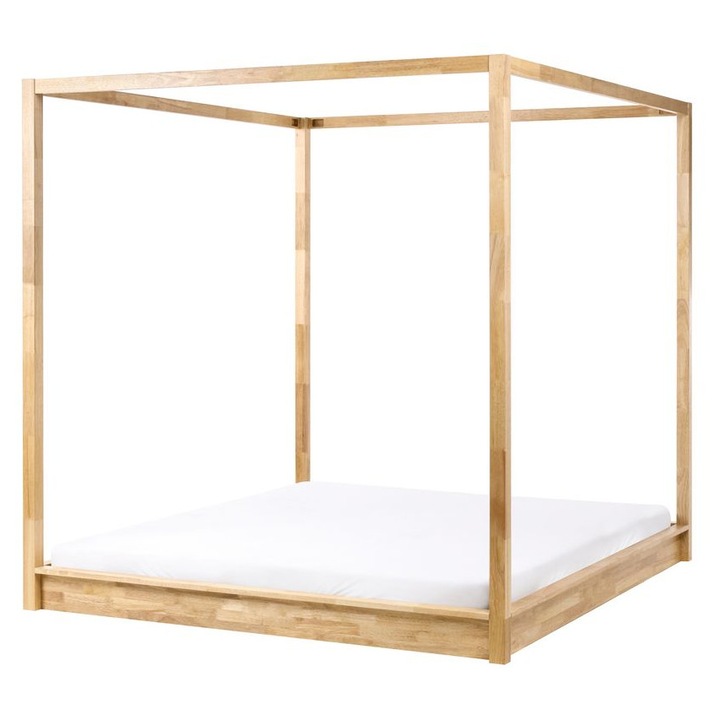 Baldachinos ágy Keményfa Herliere 180 x 200 cm Világosbarna