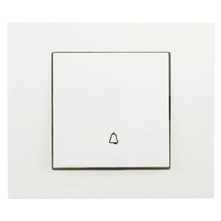 Buton cu revenire Ovivo Grano, simbol sonerie, alb