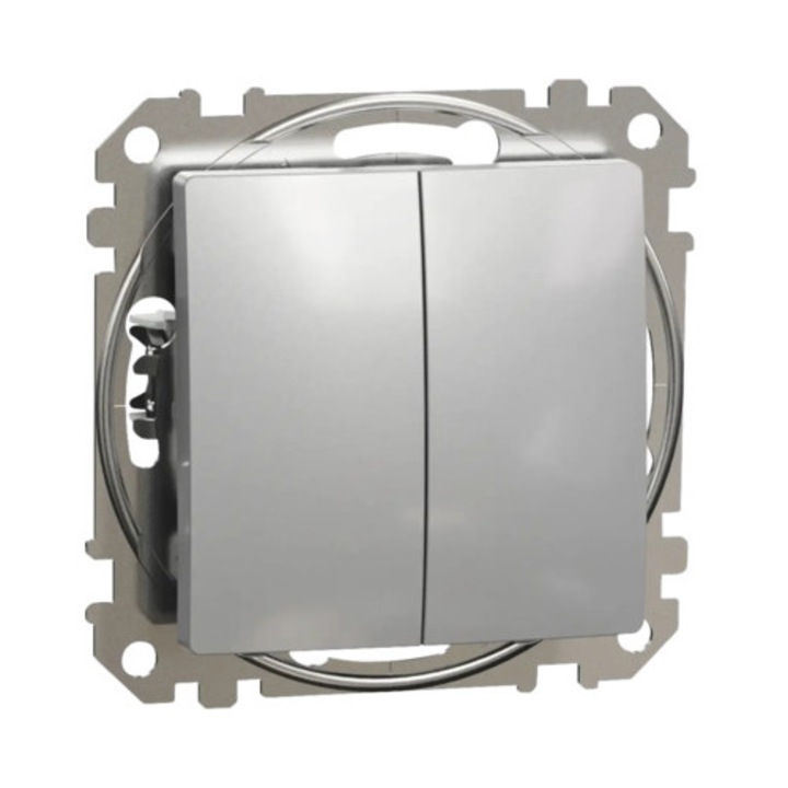 Intrerupator dublu Schneider Sedna Design, aluminiu