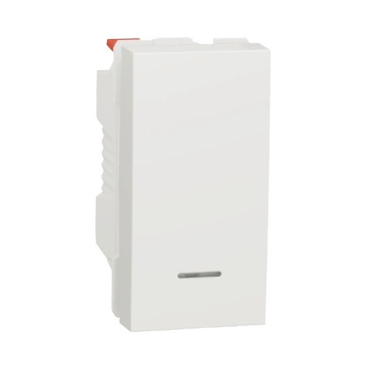 Buton cu revenire Schneider Unica, cu lumina, alb