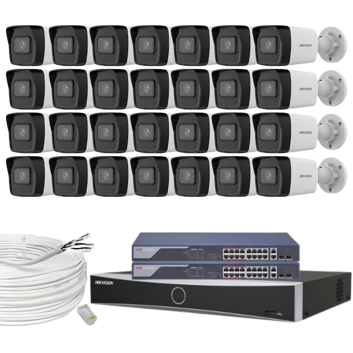 Kit supraveghere video Hikvision 2MP, cu 1 camera 2MP de exterior/interior MK101