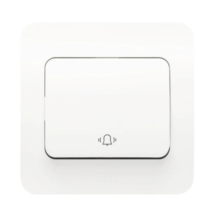 Buton cu revenire Jazz, simbol sonerie, alb mat