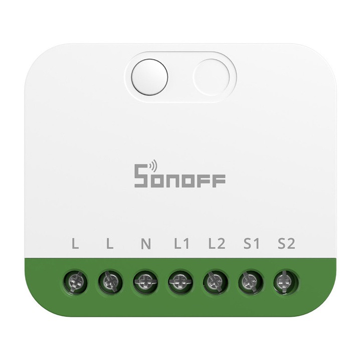 Comutator Smart Sonoff MINI-2GS, Matter, Control aplicatie, 2 canale, 16A, WiFI, Alb
