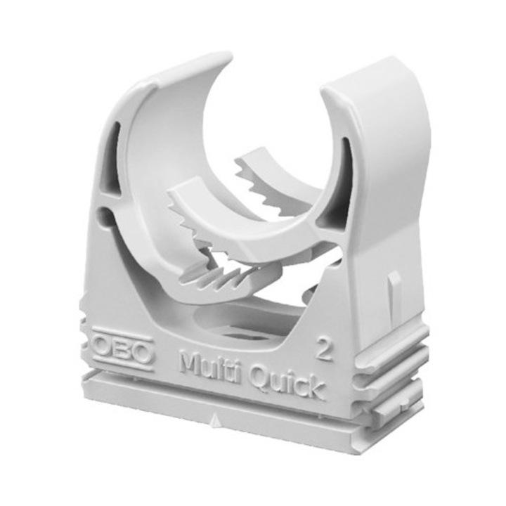 Bride plastic pentru tub rigid OBO Bettermann MultiQuick Ø18-22 mm, 10 bucati, culoare gri