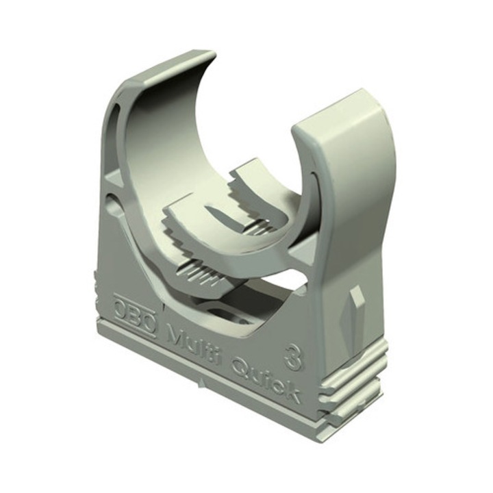 Bride plastic pentru tub rigid OBO Bettermann MultiQuick Ø25-28 mm, 10 bucati, culoare gri