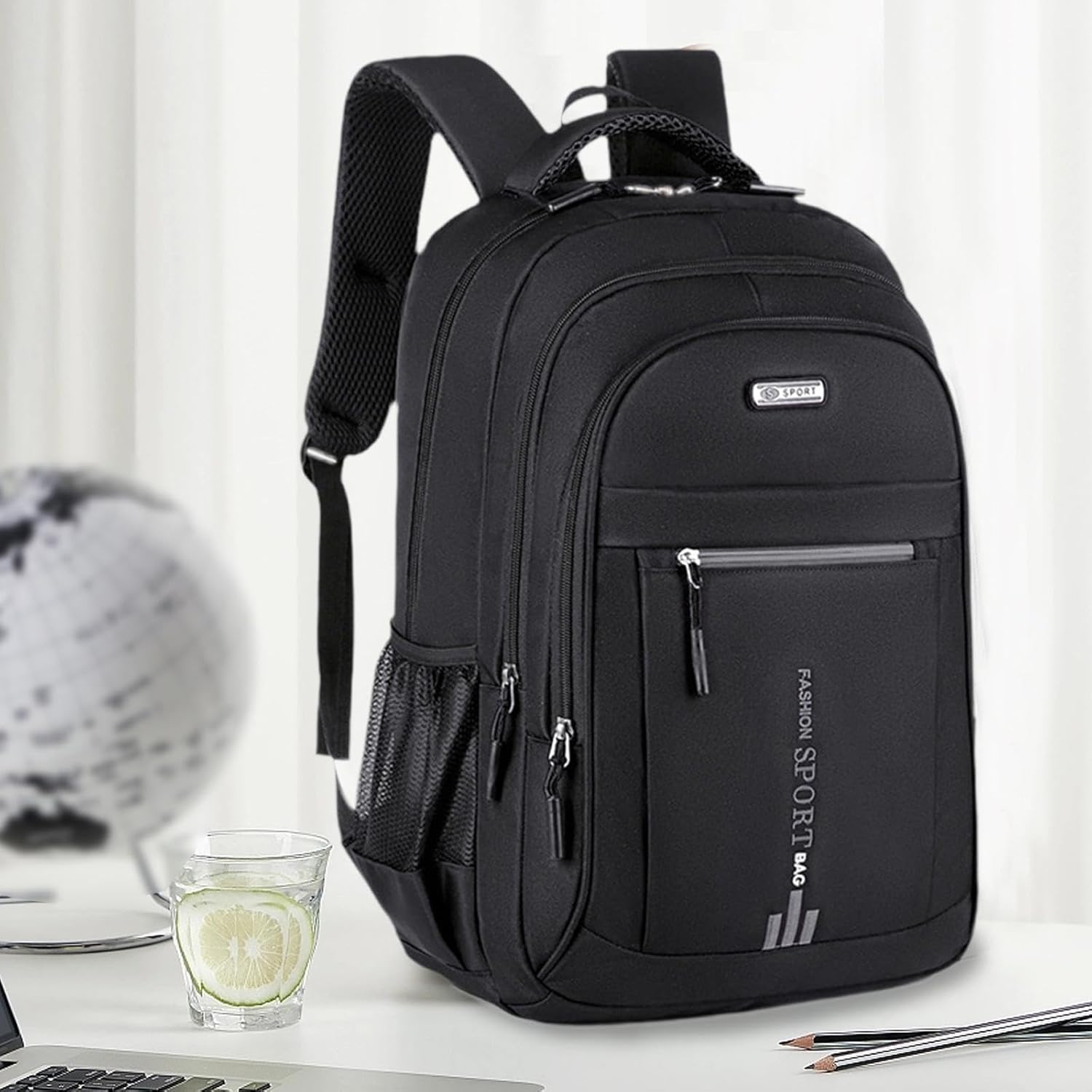 Rucsac Laptop 17", Oxford, Bretele reglabile, Buzunare multiple, 48x32x18 cm, Negru