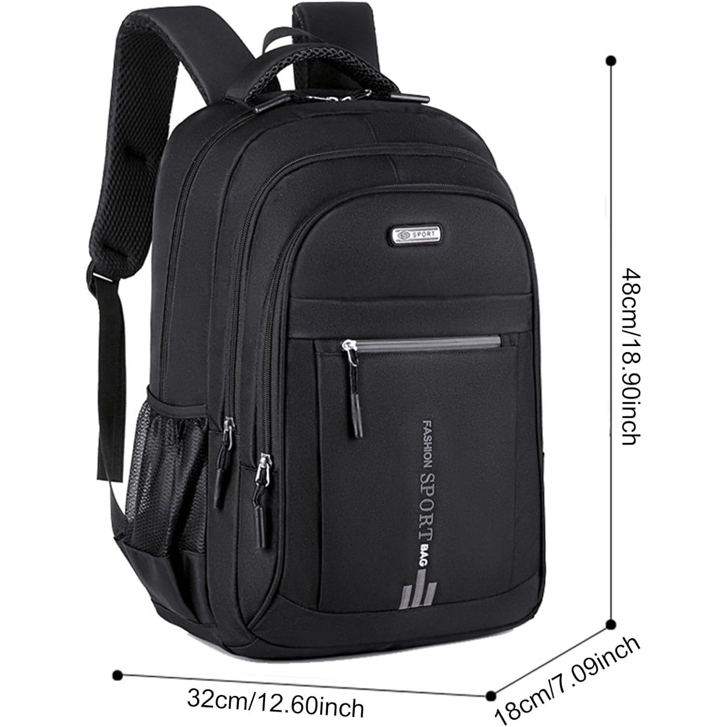 Rucsac Laptop 17", Oxford, Bretele reglabile, Buzunare multiple, 48x32x18 cm, Negru