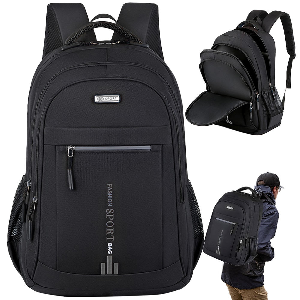 Rucsac Laptop 17", Oxford, Bretele reglabile, Buzunare multiple, 48x32x18 cm, Negru