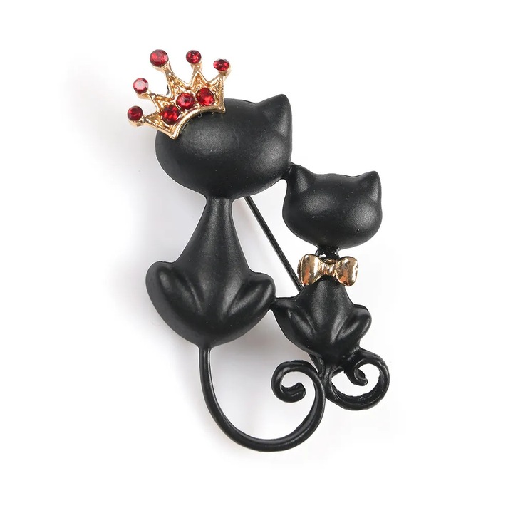 Brosa martisor doua pisici negre