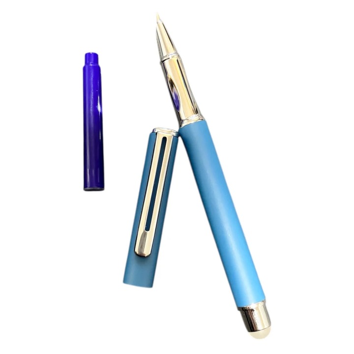 Stilou metalic Yiren cu radiera, cerneala termosensibila, 12cm, inox, extra fin