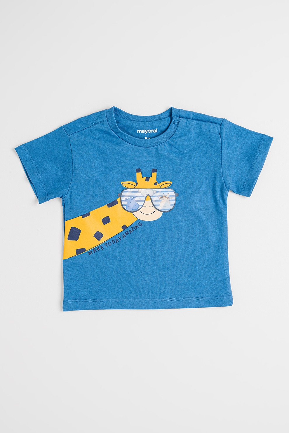 Mayoral, Tricou de bumbac cu imprimeu, Albastru prafuit, 98 CM