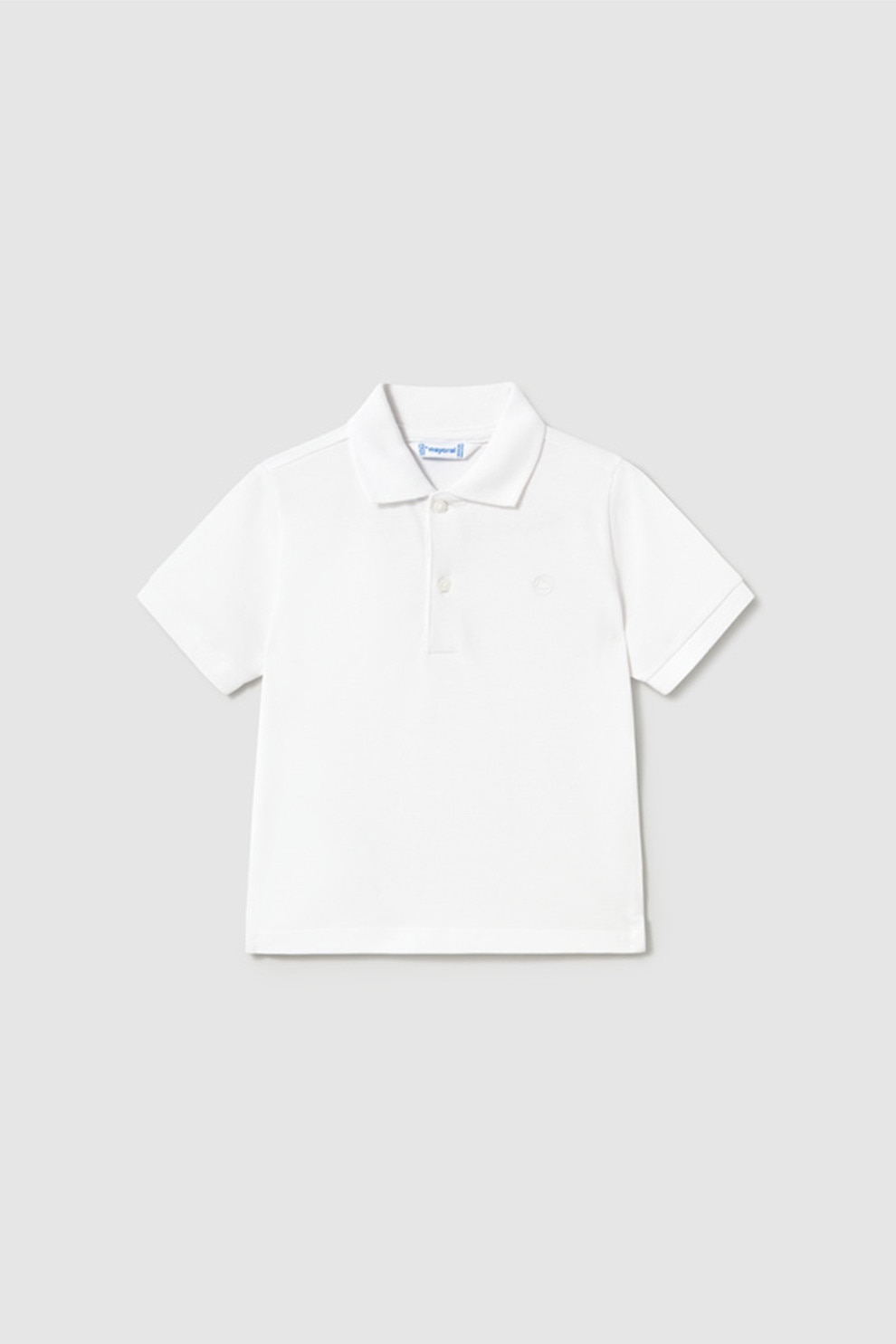 Mayoral, Tricou polo din bumbac pique, Alb optic, Alb murdar, 92 CM