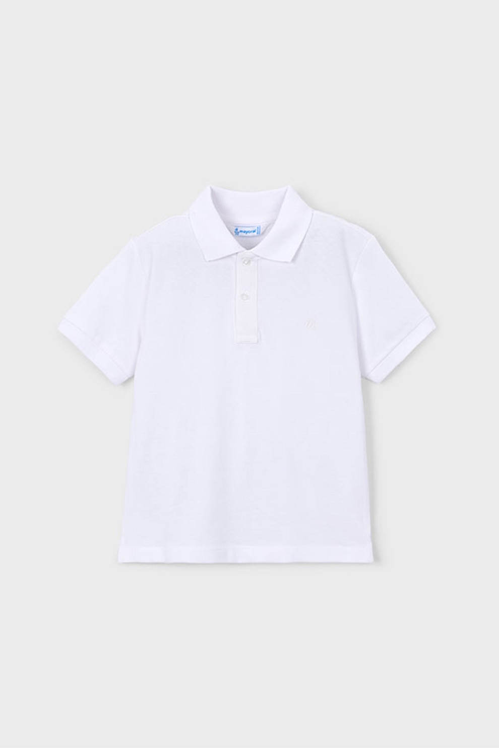 Mayoral, Tricou polo din material pique cu fenta cu nasturi, Alb murdar, 128 CM