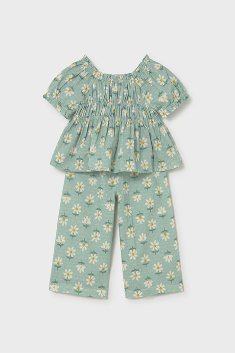 Mayoral, Set de tricou de bumbac si pantaloni, Verde sparanghel