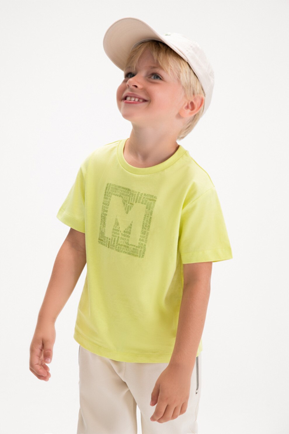 Mayoral, Tricou de bumbac cu imprimeu logo, Verde fistic, 128 CM