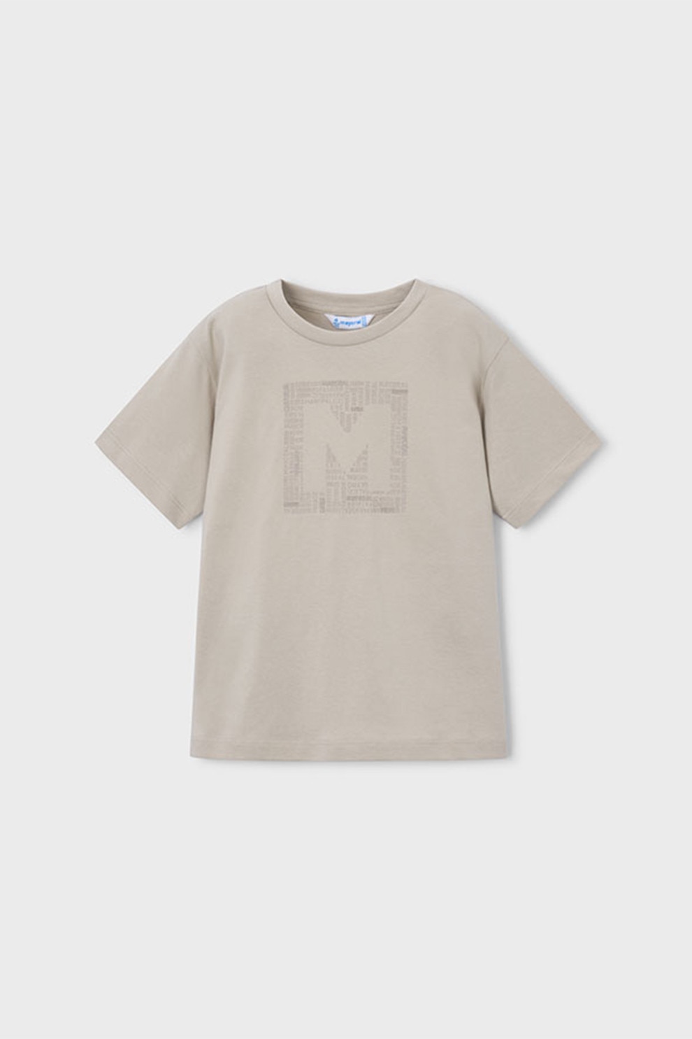 Mayoral, Tricou de bumbac cu imprimeu logo, Maro taupe deschis, 122 CM