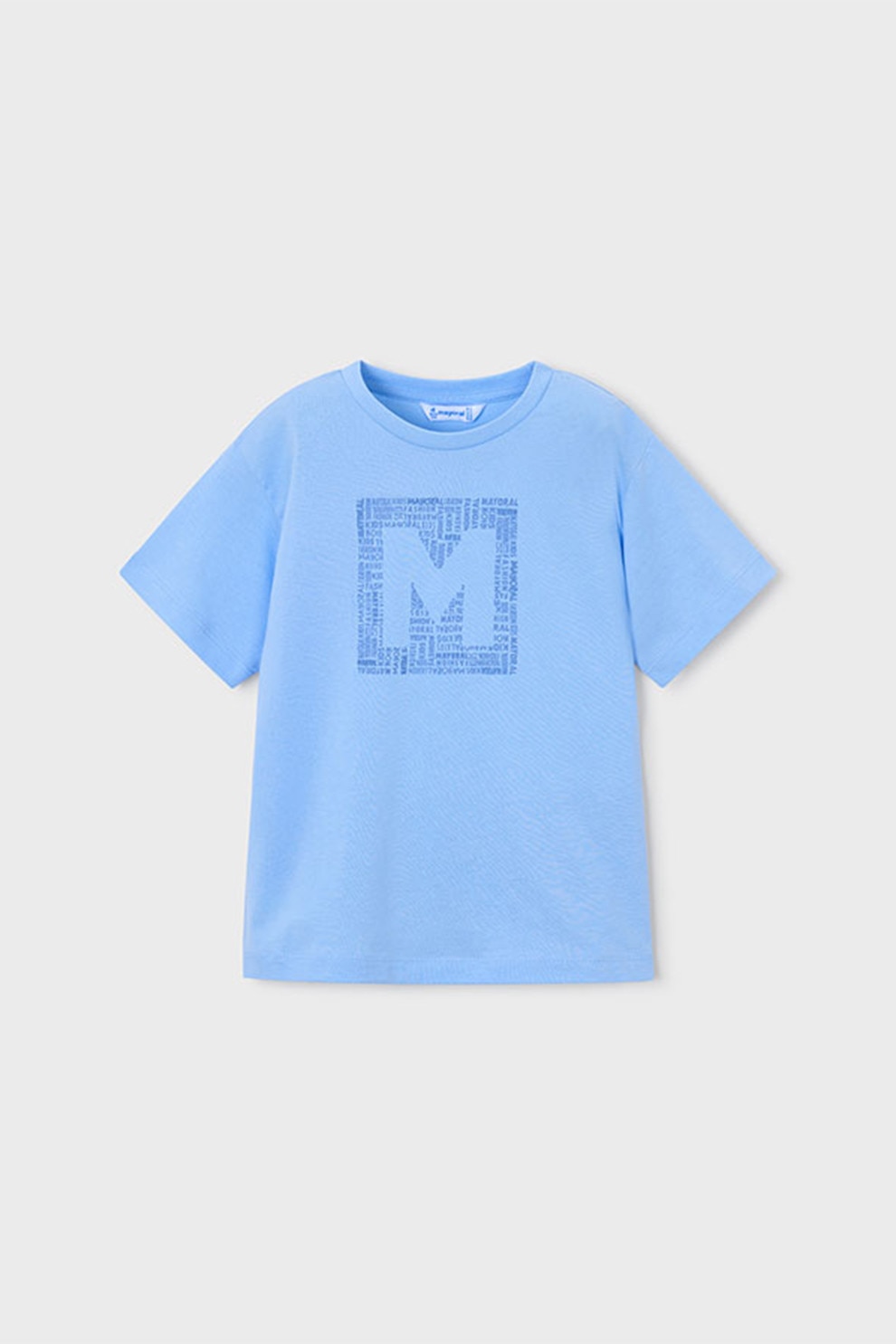 Mayoral, Tricou de bumbac cu imprimeu logo, Albastru lavanda, 116 CM