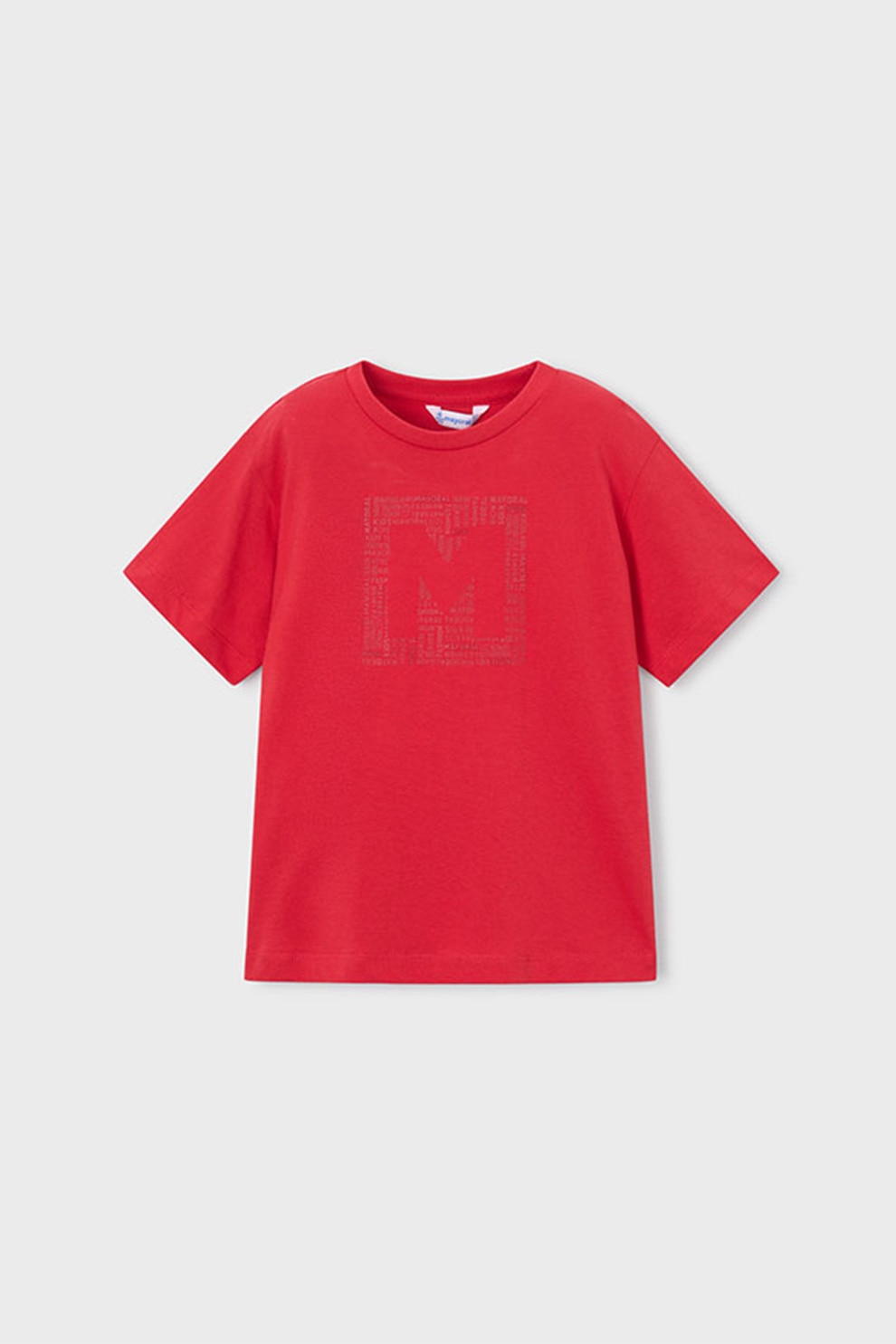 Mayoral, Tricou de bumbac cu imprimeu logo, Rosu capsuna, 116 CM