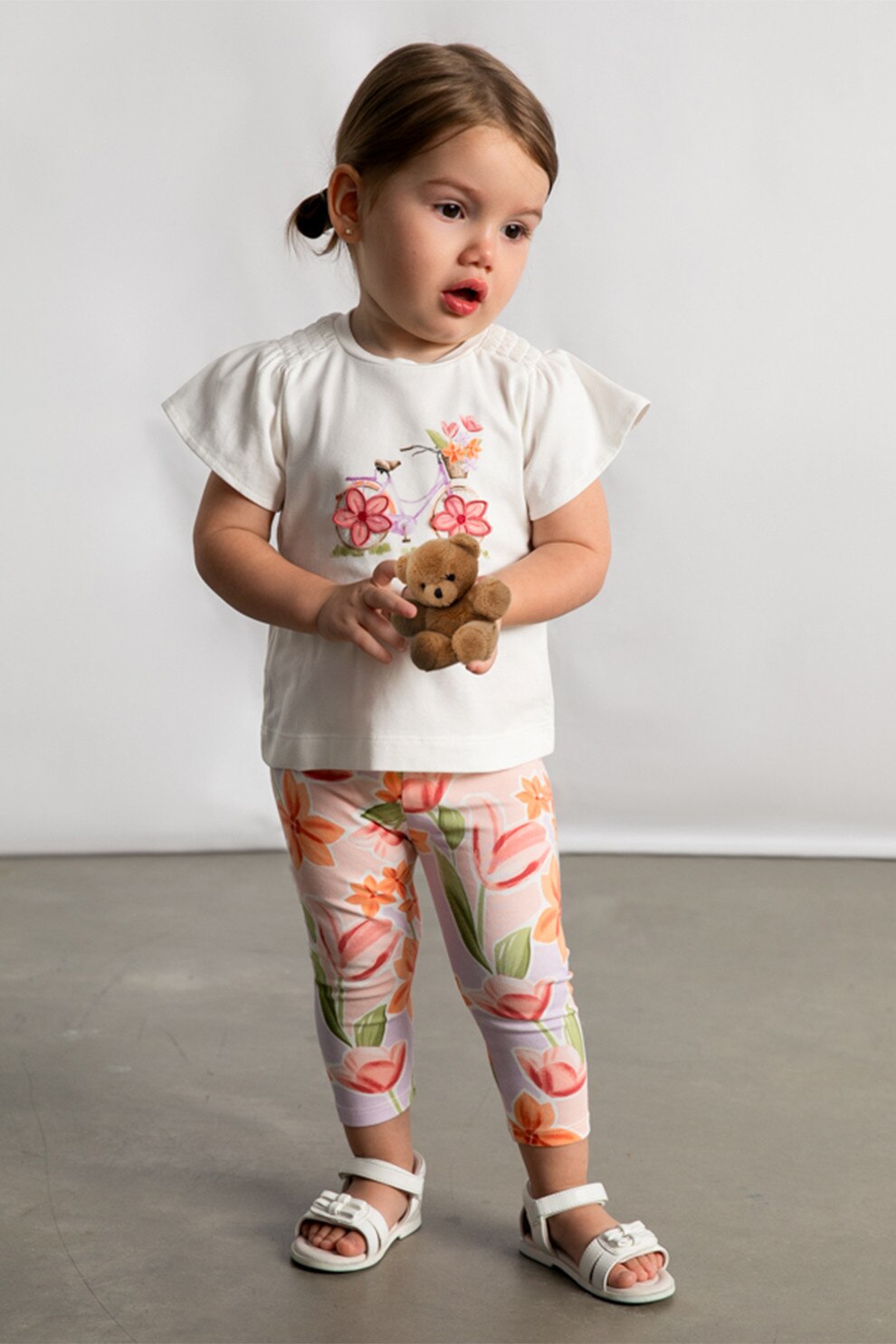 Mayoral, Set de tricou si colanti, Portocaliu pal, Verde pal, Alb murdar, 86 CM