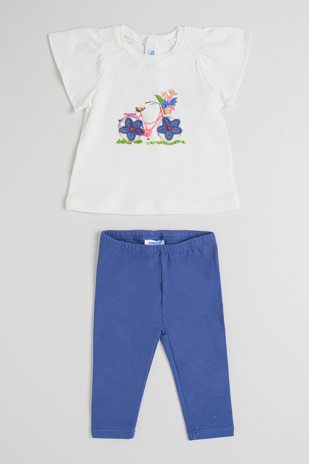 Mayoral, Set de tricou si colanti, Alb, Bleumarin, 98 CM