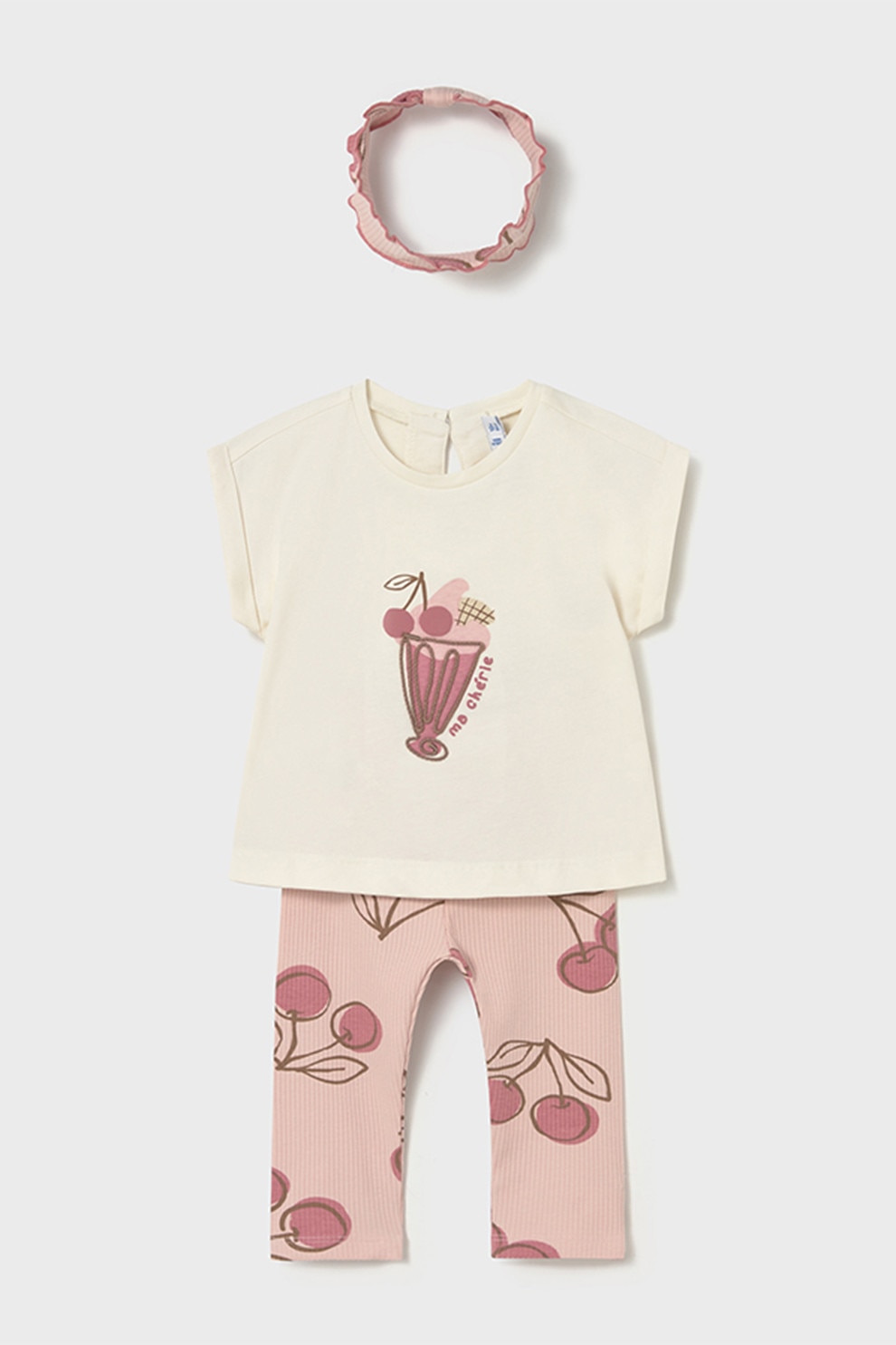 Mayoral, Set de tricou, bentita si colanti- 3 piese, Roz prafuit, Crem, 80 CM