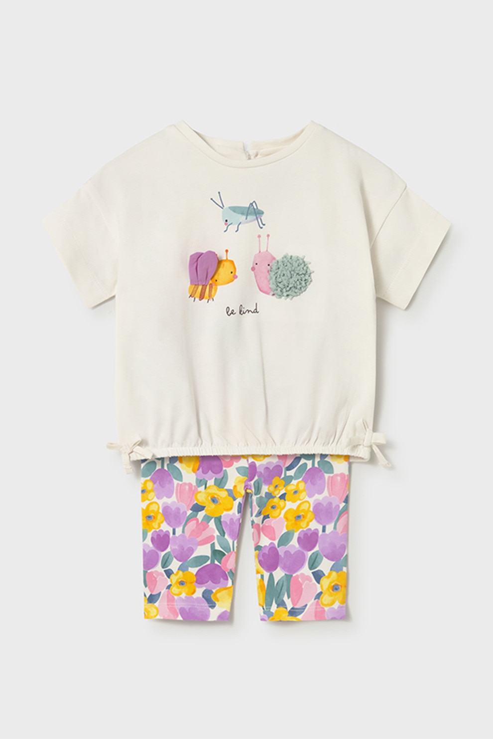 Mayoral,Set de tricou cu model si colanti - 2 piese, Galben, Lila, Crem, 98 CM