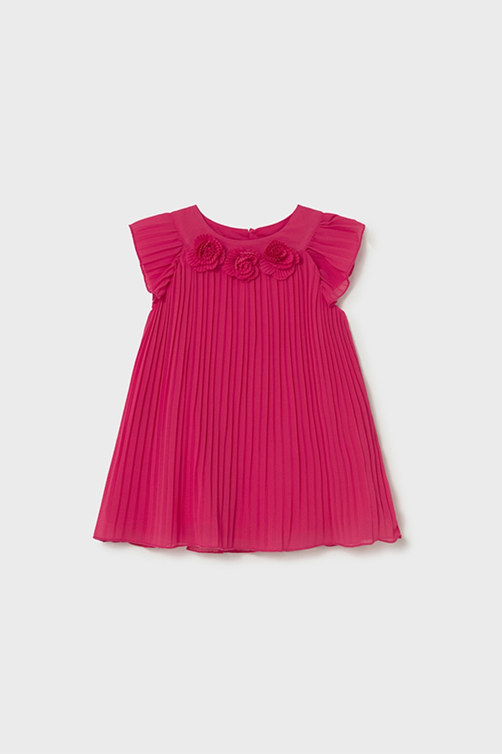 Mayoral, Rochie cu pliuri si detalii cu trandafiri, Roz zmeuriu, 98 CM