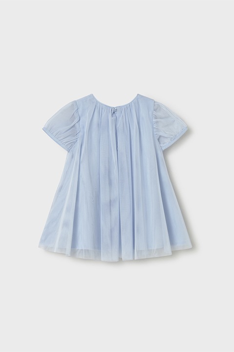 Mayoral, Rochie din tul si geanta, Albastru pastel/Albastru prafuit