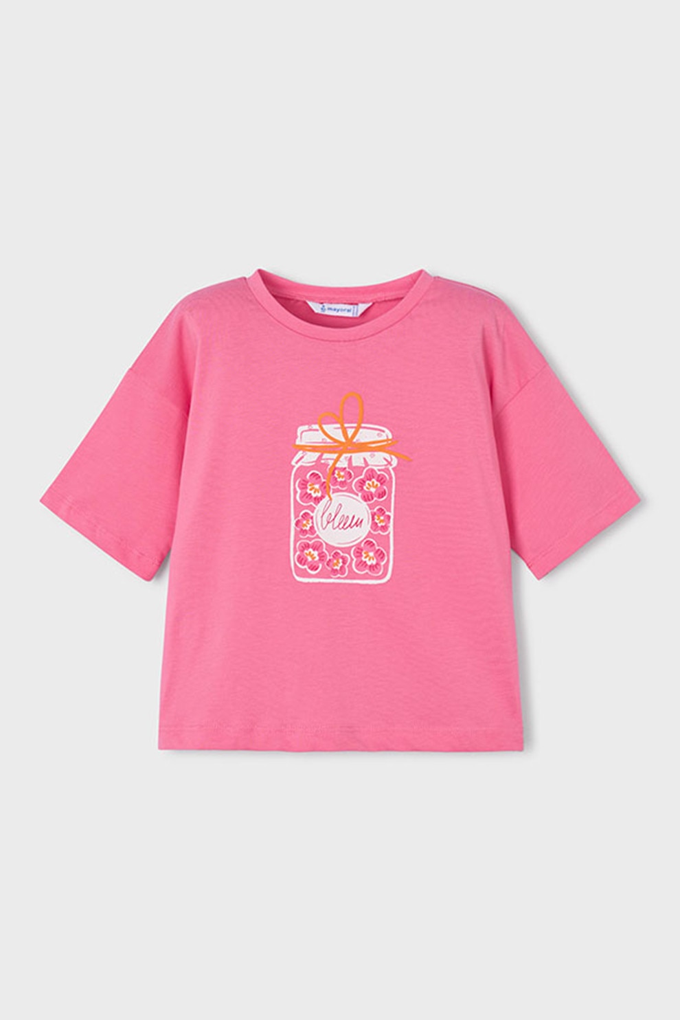 Mayoral, Tricou de bumbac cu imprimeu, Roz, 128 CM